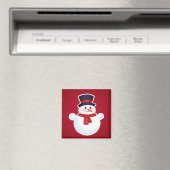 Aimant Snowman de Noël sur l'Arrière - plan rouge (In Situ (Lave-vaisselle))