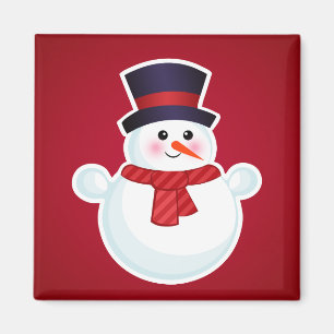 Aimant Snowman de Noël sur l'Arrière - plan rouge