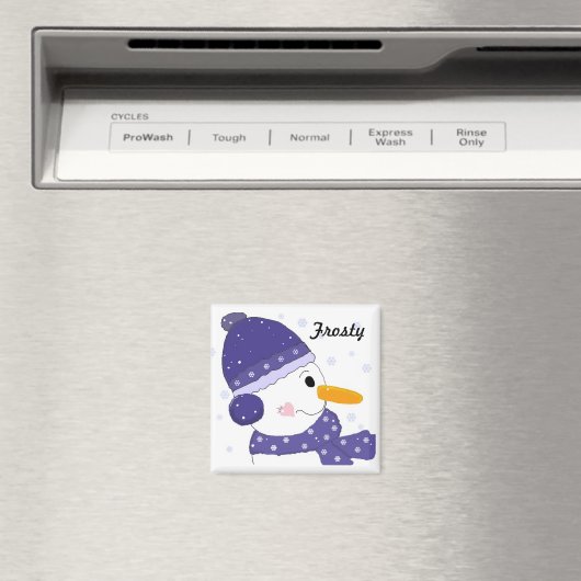 Aimant Snowman en Casquette bleu et Écharpe (In Situ (Lave-vaisselle))