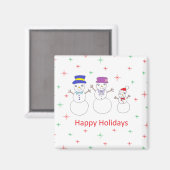 Aimant Snowman Famille Joyeuses Vacances (Recto/Verso)