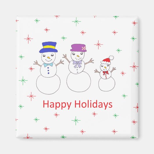 Aimant Snowman Famille Joyeuses Vacances (Devant)