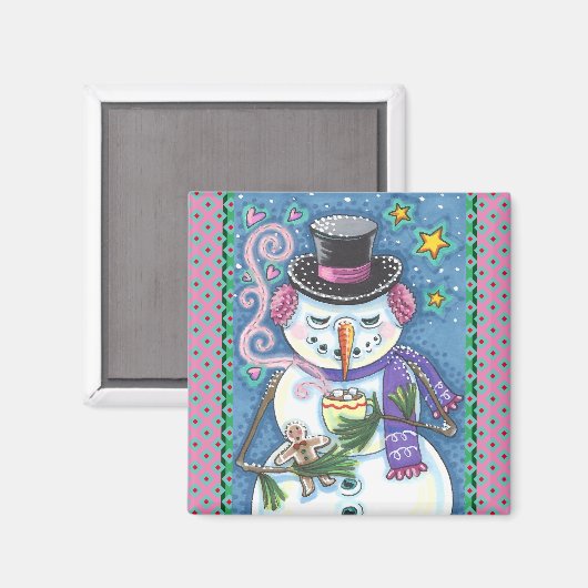 AIMANT SNOWMAN, GINGERPREAD MAN & MUG OF CHOCOLAT CHAUD (Recto/Verso)