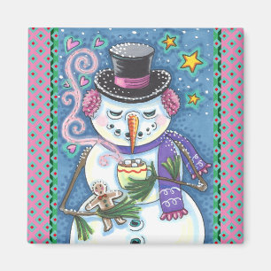 AIMANT SNOWMAN, GINGERPREAD MAN & MUG OF CHOCOLAT CHAUD
