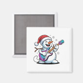 Aimant Snowman Jouer Guitare Électrique Rock Noël (Recto/Verso)