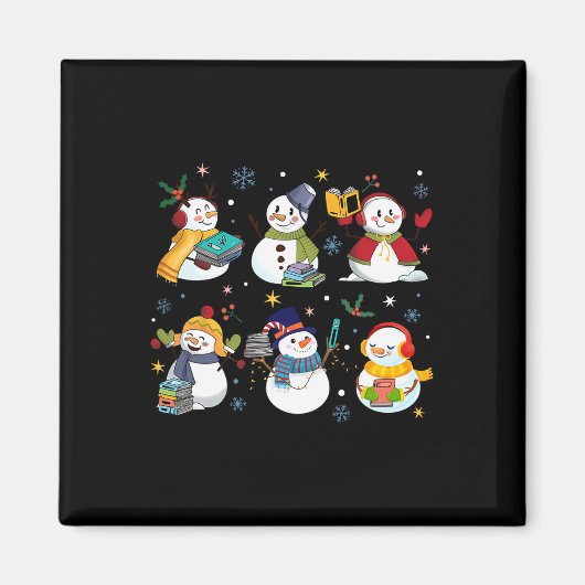 Aimant Snowman Lecture Livres Enseignant Bibliothécaire d (Devant)
