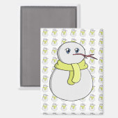 Aimant Snowman portant une écharpe jaune (Recto/Verso)
