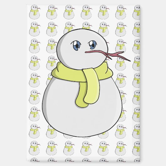 Aimant Snowman portant une écharpe jaune (Recto)