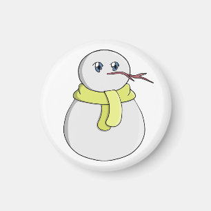 Aimant Snowman portant une écharpe jaune
