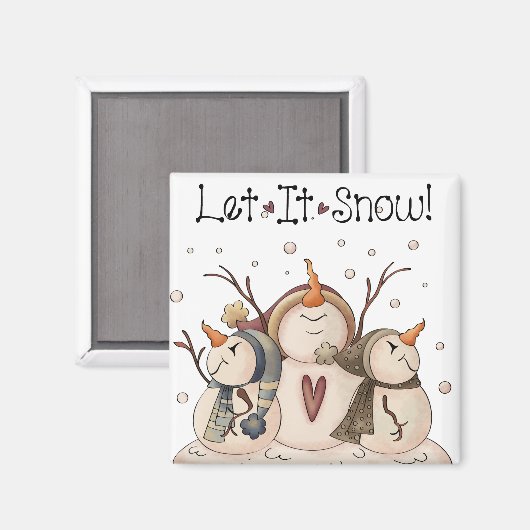 Aimant Snowman Snowflake hiver Pays Primitif (Recto/Verso)