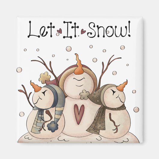 Aimant Snowman Snowflake hiver Pays Primitif (Devant)