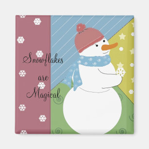 Aimant Snowman tenant un flocon de neige magique