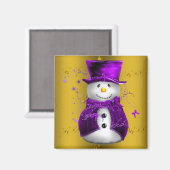 Aimant Snowman violet à Noël d'or (Recto/Verso)