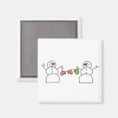 Aimant Snowmen avec T-shirts Mittens et cadeaux (Recto/Verso)