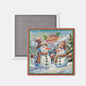 Aimant Snowmen, Joyeux Noël, (Recto/Verso)