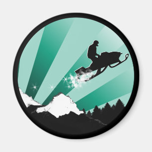 Aimant snowmobile. pthalo. cercle