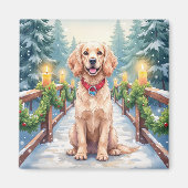 Aimant Snowy Bridge Boykin Spaniel Christmas Art (Devant)