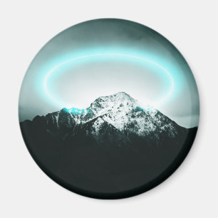Aimant Snowy mountain mysterious blue neon light