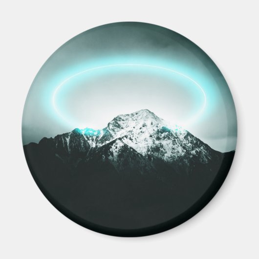 Aimant Snowy mountain mysterious blue neon light (Devant)