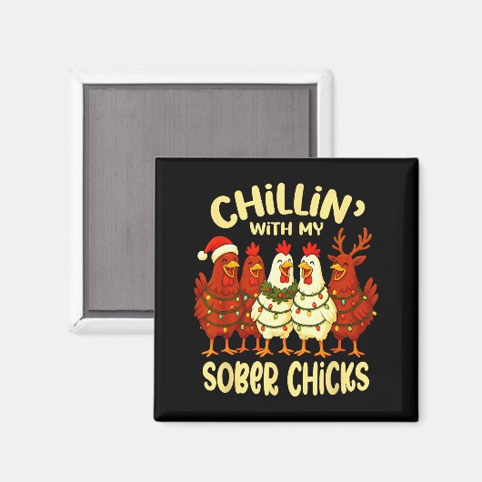Aimant Sobriety Anniversary Recovery Funny Sober Chicks (Recto/Verso)