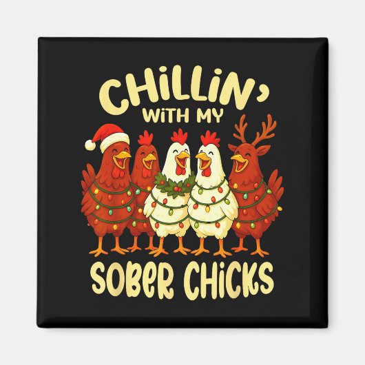 Aimant Sobriety Anniversary Recovery Funny Sober Chicks (Devant)