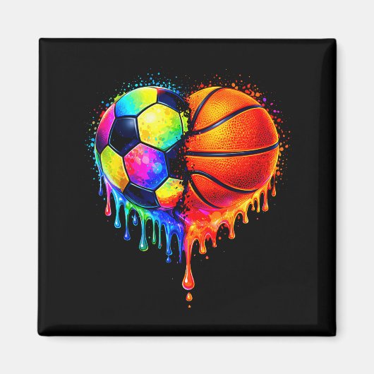 Aimant Soccer Basketball Drip Heart Srts Valentines Day M (Devant)