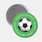 Aimant Soccer Football Ball on Green Custom Text (Recto/Verso)