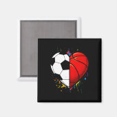 Aimant Soccer Sketll Ll Heart Footll Valentines Day (Recto/Verso)