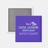 Aimant Social Worker, Pastel Texte Funky Design (Recto/Verso)