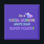 Aimant Social Worker, Pastel Texte Funky Design<br><div class="desc">Superhéros du travailleur social,  texte pastel,  design funky,  aimant.</div>