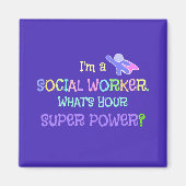 Aimant Social Worker, Pastel Texte Funky Design (Devant)