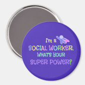 Aimant Social Worker, Pastel Texte Funky Design (Recto/Verso)