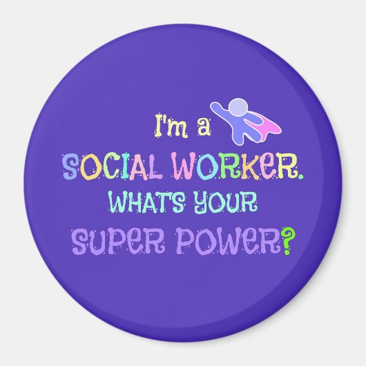 Aimant Social Worker, Pastel Texte Funky Design (Devant)