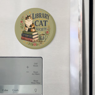 Aimant Société de chats de bibliothèque Calicot livresque