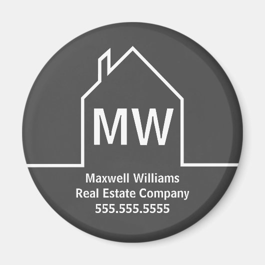 Aimant Société immobilière Realtor gris personnalisé (Devant)