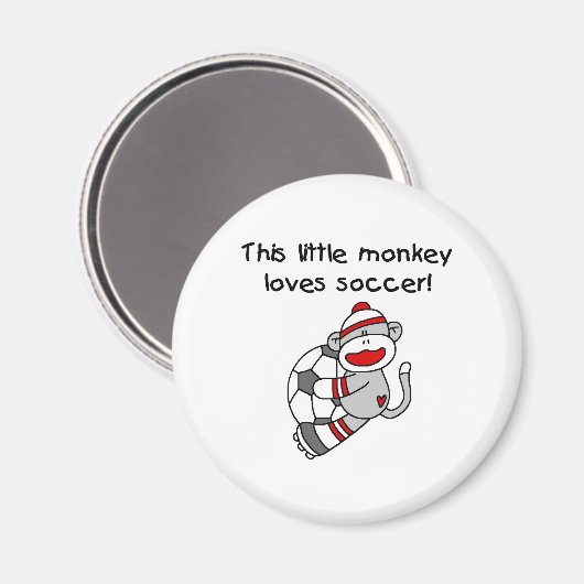 Aimant Sock Monkey Aime Le Football (Recto/Verso)
