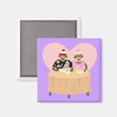 Aimant Sock Monkey Boy and Girl Romance (Recto/Verso)