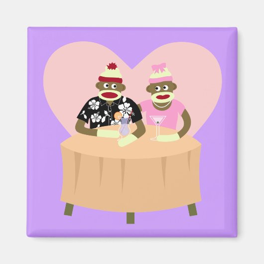 Aimant Sock Monkey Boy and Girl Romance (Devant)