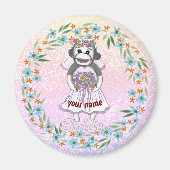 Aimant Sock Monkey Bride nom personnalisé (Devant)