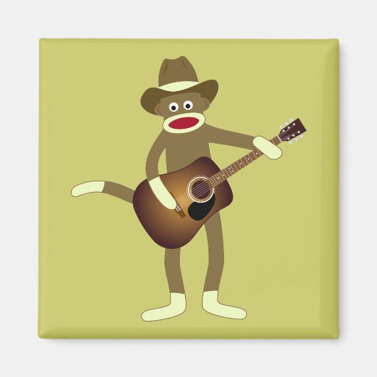 Aimant Sock Monkey Country Music (Devant)