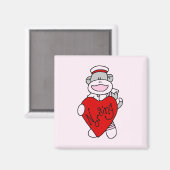Aimant Sock Monkey I Love Nursing T-shirts et cadeaux (Recto/Verso)