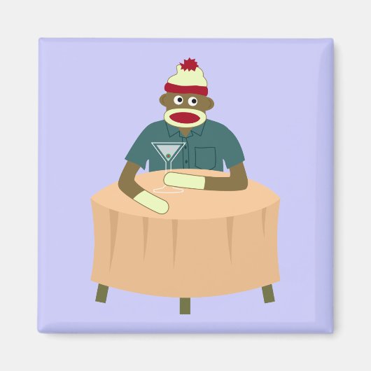 Aimant Sock Monkey Martini discothèque (Devant)