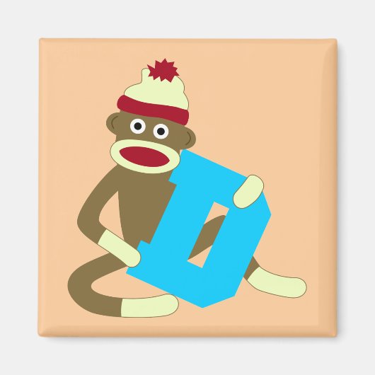 Aimant Sock Monkey Monogram Boy D (Devant)