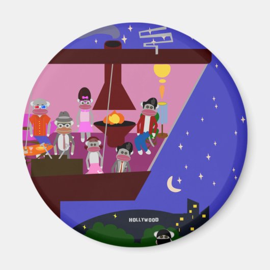 Aimant Sock Monkey Party (Devant)