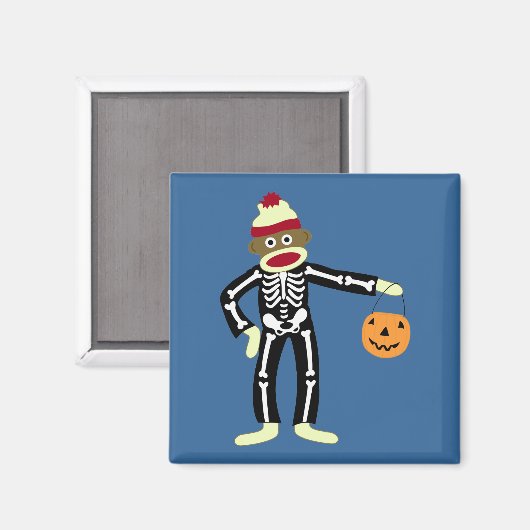 Aimant Sock Monkey Skeleton Halloween (Recto/Verso)