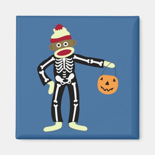 Aimant Sock Monkey Skeleton Halloween (Devant)