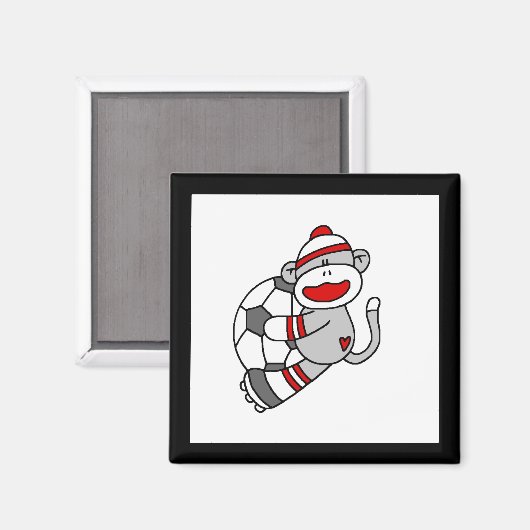 Aimant Sock Monkey Soccer Tshirts et cadeaux (Recto/Verso)