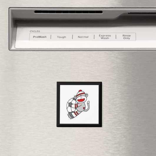 Aimant Sock Monkey Soccer Tshirts et cadeaux (In Situ (Lave-vaisselle))