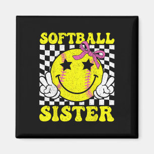 Aimant Soeur de softball Coquette Arc Soeur de softball J
