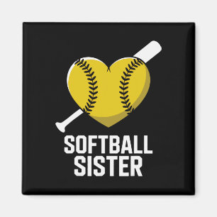 Aimant Sœur douce soutenue Fastpitch cœur et T
