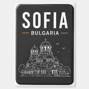 Aimant 🧲 Sofia Bulgarie Cathédrale Ligne Art Souvenir ⚫